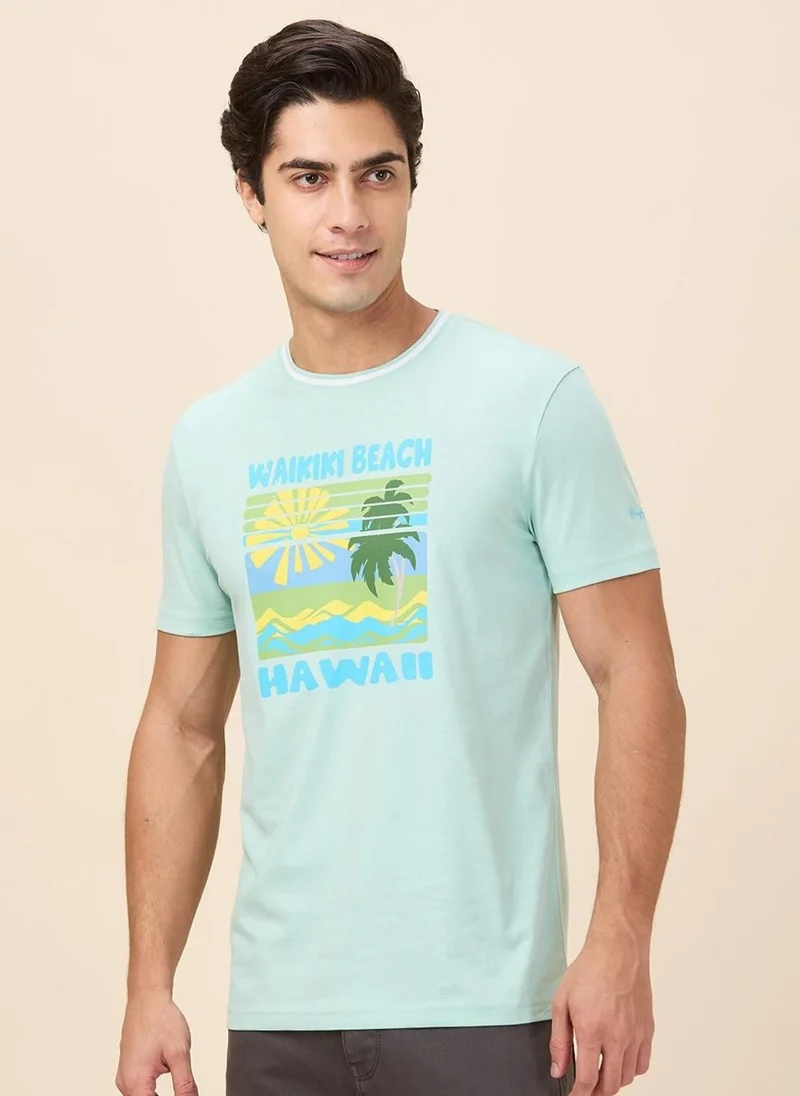 بيينغ هيومان Men Graphic Printed Round Neck Cotton Slim Fit T-shirt