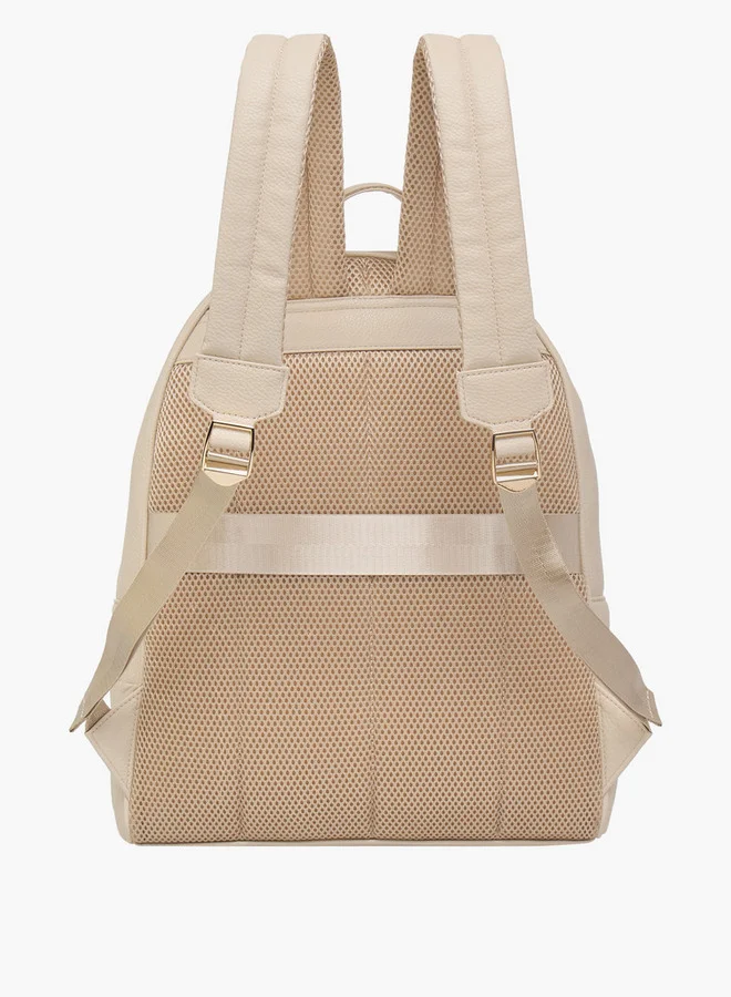 MISSY Women's Monogram Embossed Backpack with Adjustable Straps and Zip Closure - 40x32x18 cm