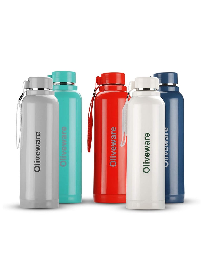 oliveware Aura Insulated Stainless Steel Bottle| Keep Hot & Cold for Long Hours | Fits Bags & Fridge | Strap for Easy Carry - 690ml -White (Cream) - Image 3