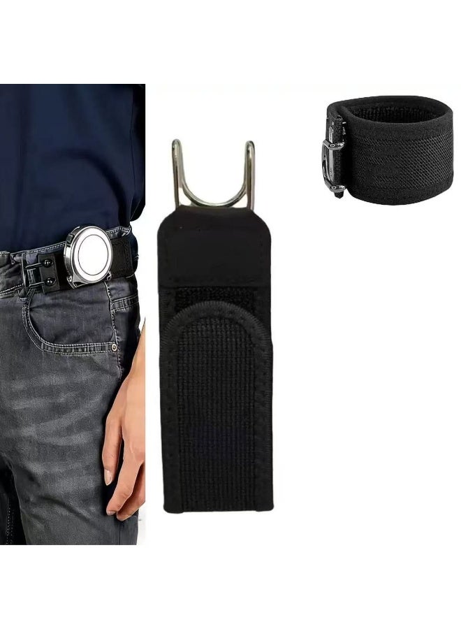 2 جهاز كمبيوتر شخصي قابل للتعديل Buckleless حزام الخطاف ، امتدادات الخصر للجينز ، مرنة لا زر امتداد الخصر ، خطاف معدني امتداد الخصر للرجال والنساء العمل ، العادي ، الأعمال ، السفر ، التنقل ، الأسود والبني - Image 3