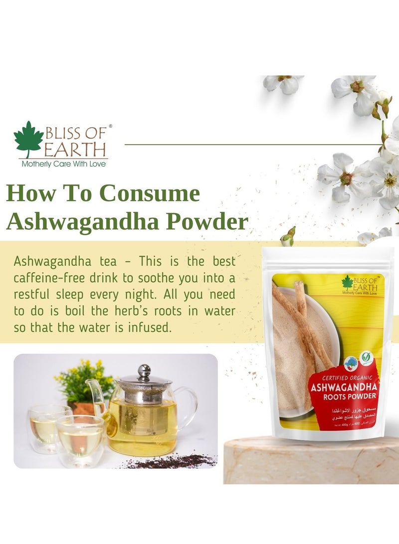 بليس اوف ايرث 2 × 100 جم مسحوق جذور أشواغاندا عضوي معتمد يساعد على تعزيز القوة والقدرة على التحمل بشكل أفضل - Image 5