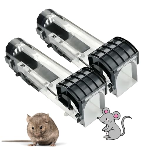 HoopVool Mouse Trap | Catch and Release Humane Mouse Traps That Work | Mice Trap No Kill for mice/Rodent Pet Safe (Dog/Cat) Best Indoor/Outdoor House Mousetrap. (Transparent&Black Pack of-2) - Image 1