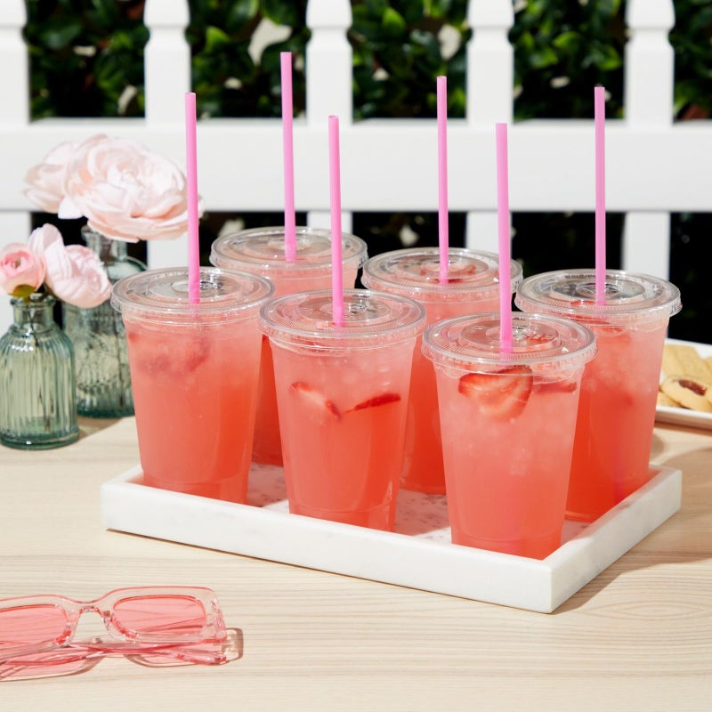 Juvale 300-Pack Pink Plastic Straws for Birthday Party  Baby Shower  Weddings and Gatherings  10 Inches Long Fun Pink Straws Plastic for Cocktails  Coffee  Juice  Water  Iced Tea and More - Image 2