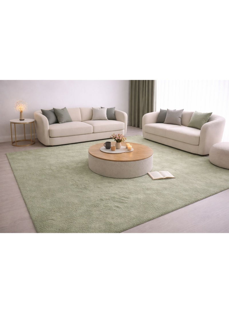 Home auraa Carpet Rug Anti-Slip – Size 160 x 230 cm – 5.25x7.55 ft | Horizon Shaggy Design - Olive Green Color | Ideal Carpet for Living Room, Bedroom, Office, Hallway or Balcony - Image 2