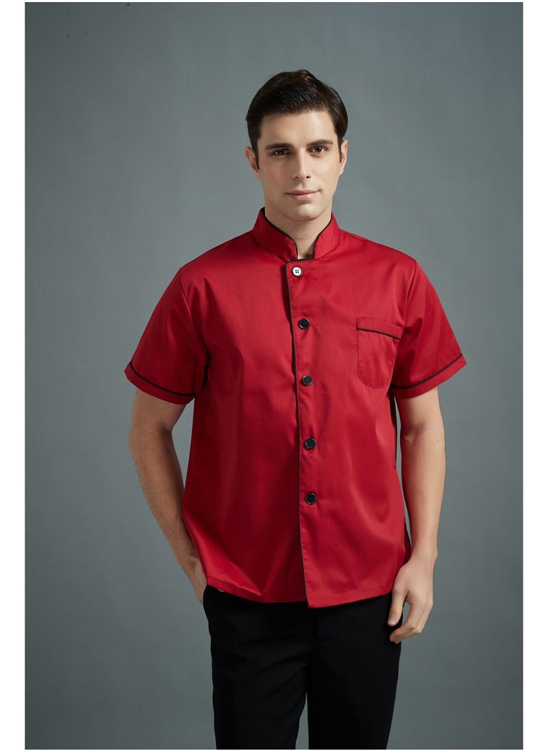 NIBEMINENT Men's and Women's Universal Chef Uniform  Collar Restaurant Kitchen Female Chef Coat Catering Clothing Chef Uniform  - Image 1