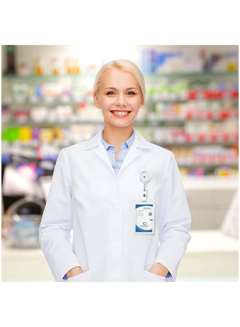 SOLARAE 10 Pieces Retractable Badge Holder Reels with Swivel Alligator Clip, ID Card Holder Name Badge Reel Clips for Students Teachers Office Workers Clear - Image 2