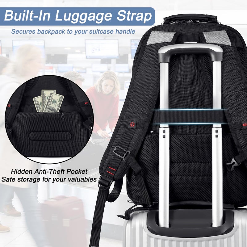 Mogplof Extra Large Laptop Backpack, 17 inch TSA Flight Approved Travel Backpack for Men, Large Backpack with USB Charging Port, RFID Business Computer Bag, Heavy Duty Water Resistant College Bookbag - Image 5