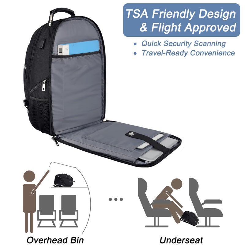 Mogplof Extra Large Laptop Backpack, 17 inch TSA Flight Approved Travel Backpack for Men, Large Backpack with USB Charging Port, RFID Business Computer Bag, Heavy Duty Water Resistant College Bookbag - Image 3