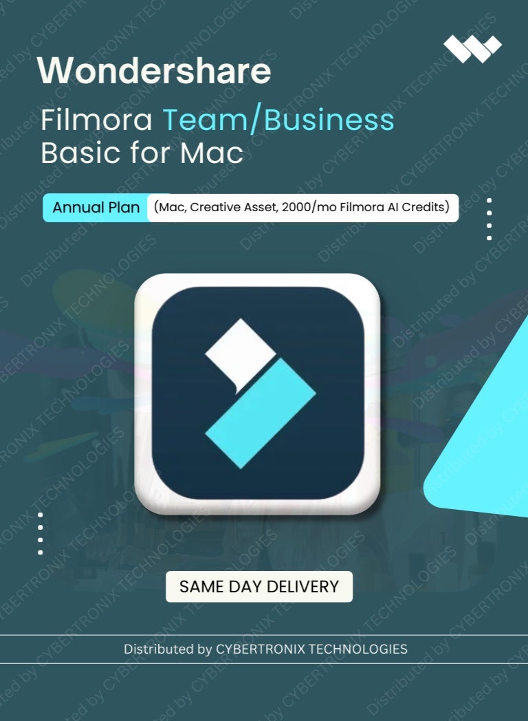 Wondershare Filmora Team/Business Basic for Mac (Mac, Creative Asset, 2000/mo Filmora AI Credits) | Annual Plan | Digital License | Same Day Delivery