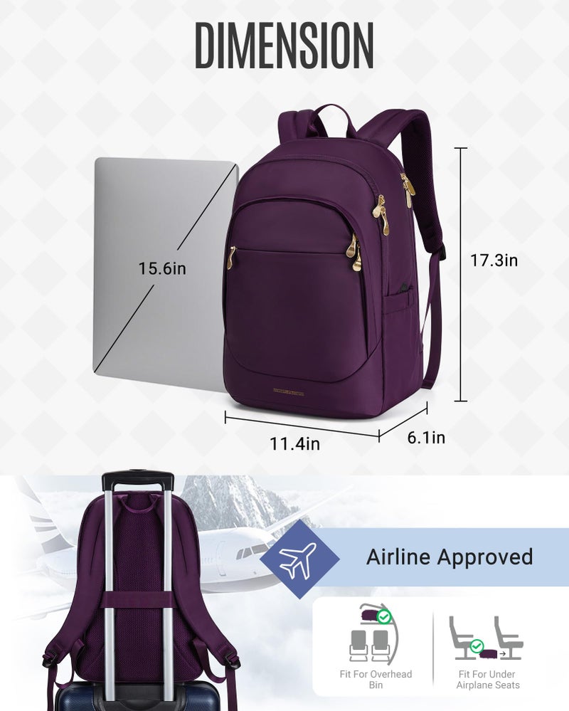LIGHT FLIGHT Travel Backpacks Laptop Backpack for Women 15.6 inches Computer Bags for Work Travel College, Gifts for Women, Purple - Image 4