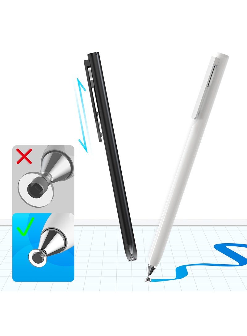 Universal Touch Screen Stylus Pen Set of 2, Compatible with iPad iPhone Samsung Galaxy Tablets, Precision Disc Tip with Clip for Easy Carrying - Image 1