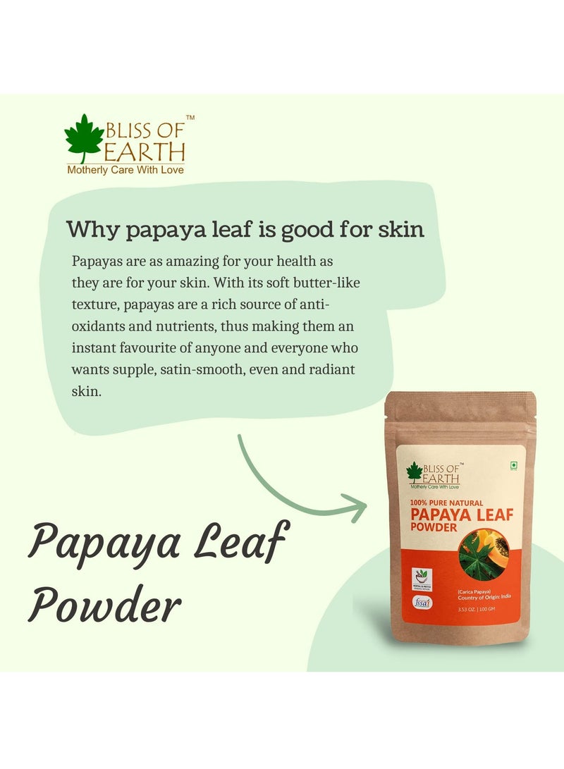 BLISS OF EARTH Pure Papaya Leaf Powder 100gm Carica Papaya Helps Digestion & Increases Platelets Antioxidant Skin Rejuvenation - Image 5