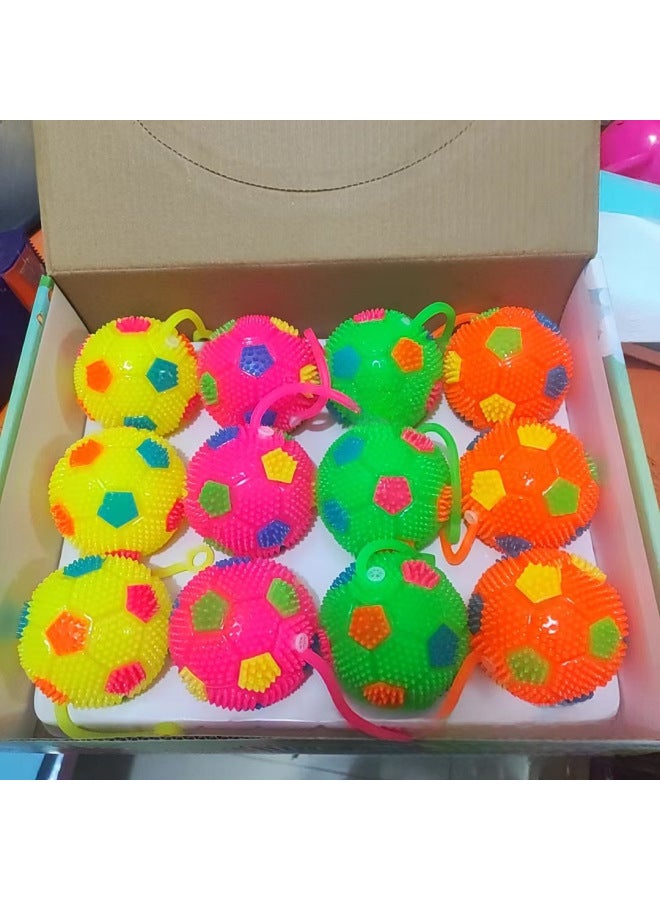 Loquat 7.5cm Luminous Football Flash Sound Massage Elastic Football Night Market Stall Gift Toys Manufacturers Wholesale-Color:7.5 6 Color Football With Rope - Image 2