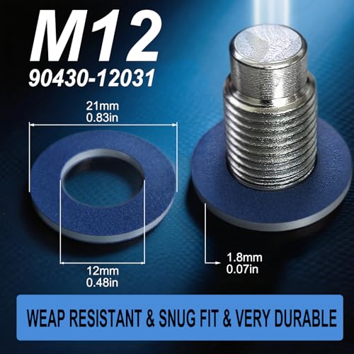 Dcoecue 24PCS Dcoecue Oil Drain Plug Gasket Washer, M12 Aluminum Crush Washer for Oil Pan Drain Plug, Replaces OEM 90430-12031 for Toyota/Lexus/Scion - Image 3