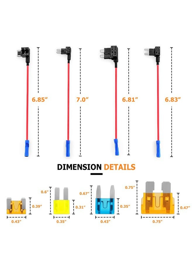 WeiSen 4 Types 12V Cars Add-a-Circuit Adapter and Fuse Kit - Dual-slot Blade Fuse Holders with Mini MICRO2 ATC ATS Low Profile Tap dapter Compatible with Trucks SUVs Boats（12 Pack） - Image 2