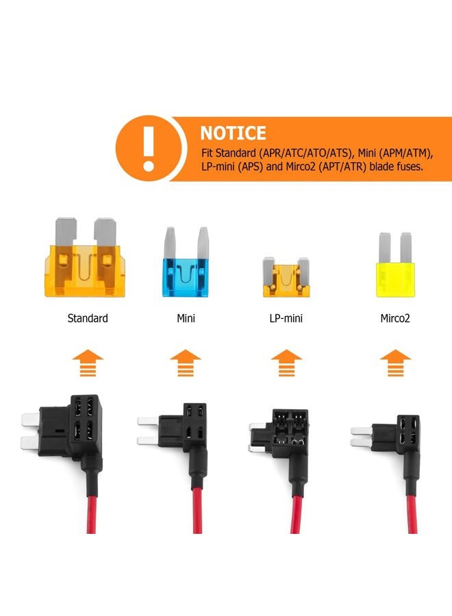 WeiSen 4 Types 12V Cars Add-a-Circuit Adapter and Fuse Kit - Dual-slot Blade Fuse Holders with Mini MICRO2 ATC ATS Low Profile Tap dapter Compatible with Trucks SUVs Boats（12 Pack） - Image 5