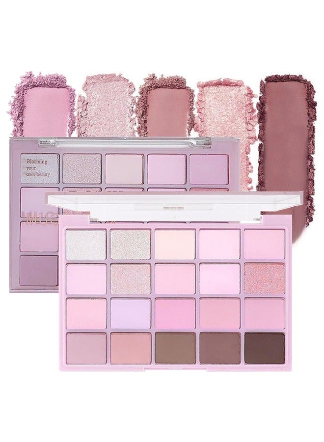 موغ لين تزهر جمالك الخاص - 20 لونا أساسيات رمادي داكن وردي غير لامع لوحة ظلال العيون ، لوحة ماكياج ظلال العيون الوردي الصامتة ، لوحة مكياج السفر ، كل ذلك في واحد مقاوم للماء يدوم طويلا - Image 1