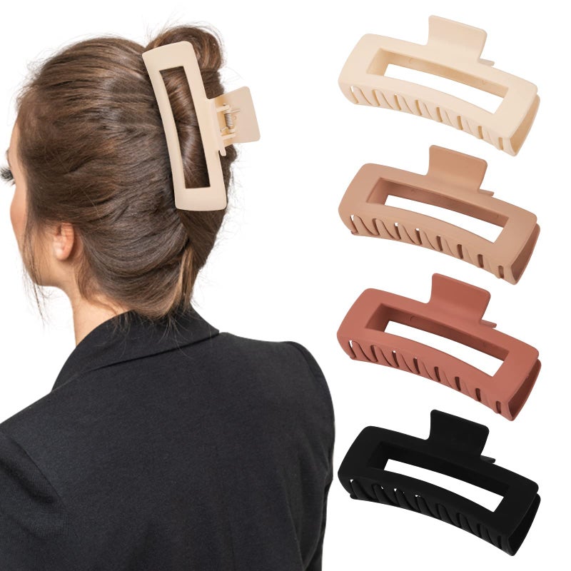 MINMUNJIU 4 Pack 5 Inch Extra Large Claw Clips for Thick Hair, Matte Non-slip XL Big Claw Clips for Long Thick Curly Hair, Jumbo Claw Clip Hair Accessories for Women and Girls - Image 1