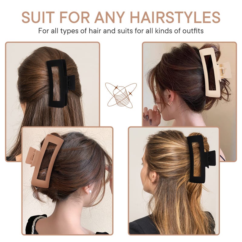 MINMUNJIU 4 Pack 5 Inch Extra Large Claw Clips for Thick Hair, Matte Non-slip XL Big Claw Clips for Long Thick Curly Hair, Jumbo Claw Clip Hair Accessories for Women and Girls - Image 4