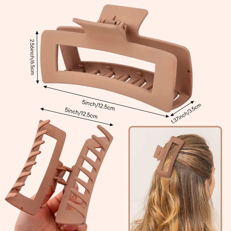MINMUNJIU 4 Pack 5 Inch Extra Large Claw Clips for Thick Hair, Matte Non-slip XL Big Claw Clips for Long Thick Curly Hair, Jumbo Claw Clip Hair Accessories for Women and Girls - Image 3