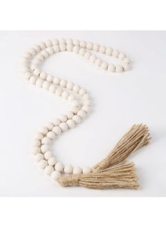 Rock Pow Farmhouse Beads 58in Wood Bead Garland with Tassels Rustic Country Decor Prayer Boho Beads Big Wall Hanging Decor  - Image 3