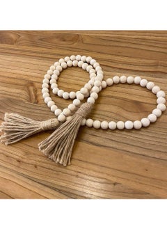 Rock Pow Farmhouse Beads 58in Wood Bead Garland with Tassels Rustic Country Decor Prayer Boho Beads Big Wall Hanging Decor  - Image 4