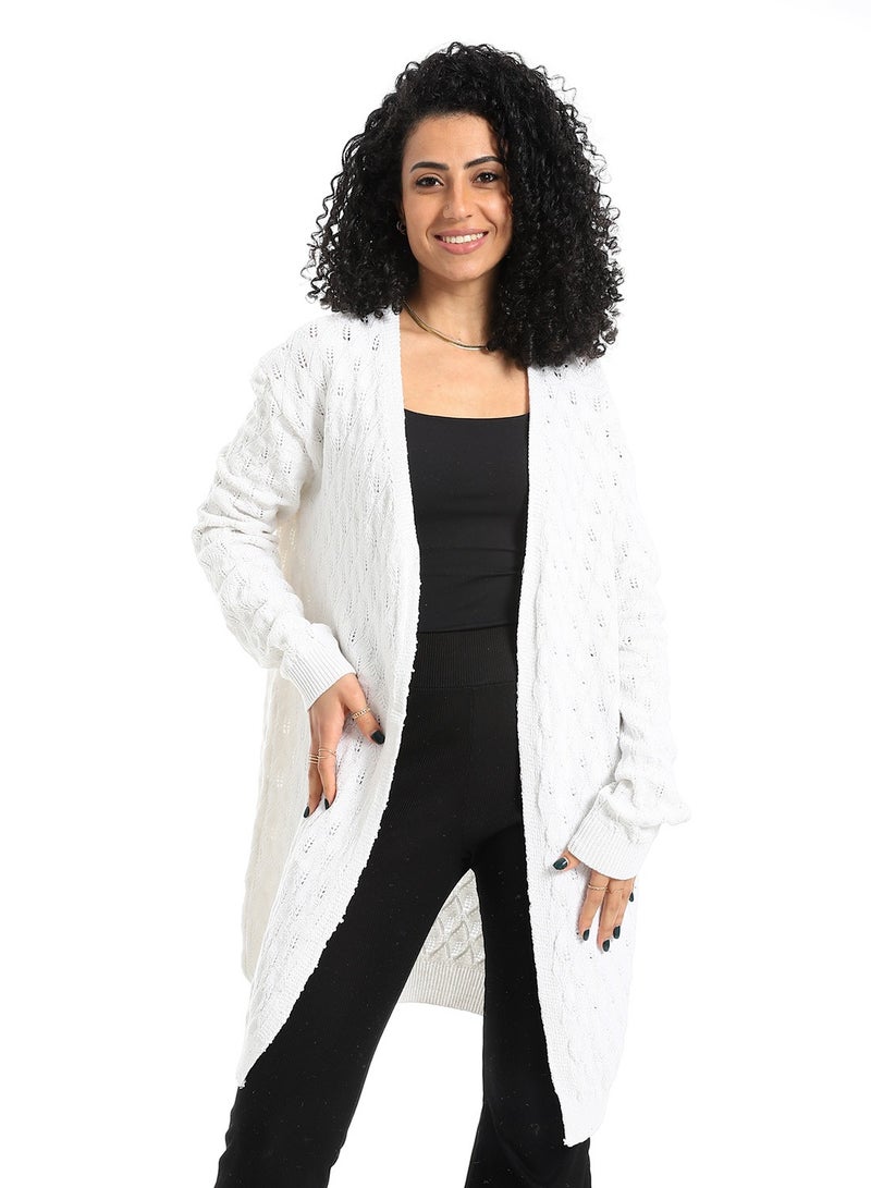 سيزار كارديجان صوف حريمي طويل مفتوح من الأمام - Image 2