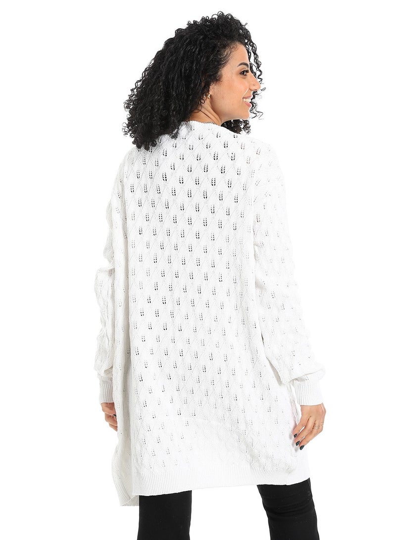 سيزار كارديجان صوف حريمي طويل مفتوح من الأمام - Image 4