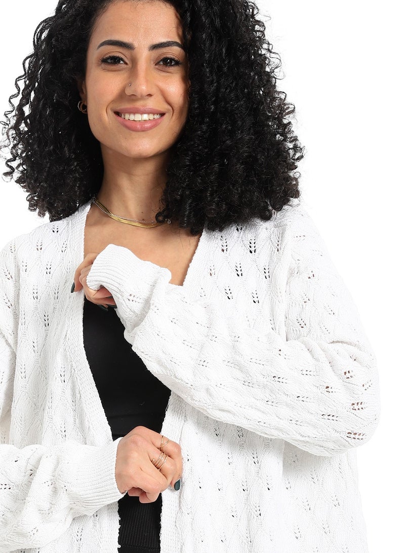 سيزار كارديجان صوف حريمي طويل مفتوح من الأمام - Image 5