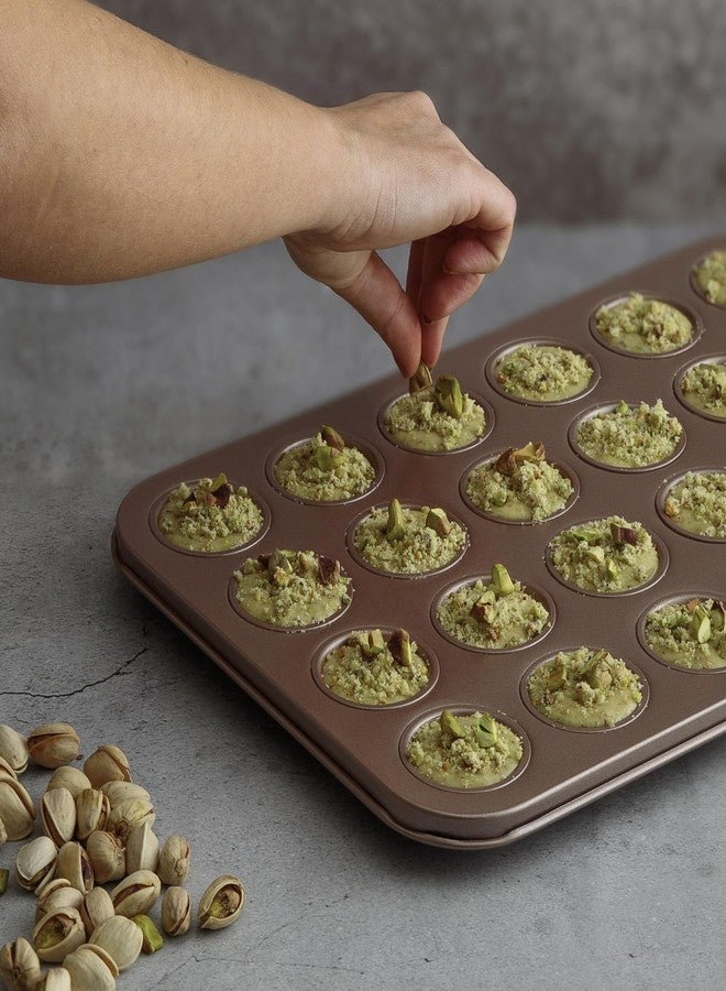 HAPPIELS Non Toxic Nonstick 24 Cup Mini Muffin Pan | PFOA BPA free Nontoxic Mini Cupcake Tin | Best Non Stick Muffin Pans | Carbon Steel Small Muffin tins | Cupcakes Bakeware Mold - Image 5