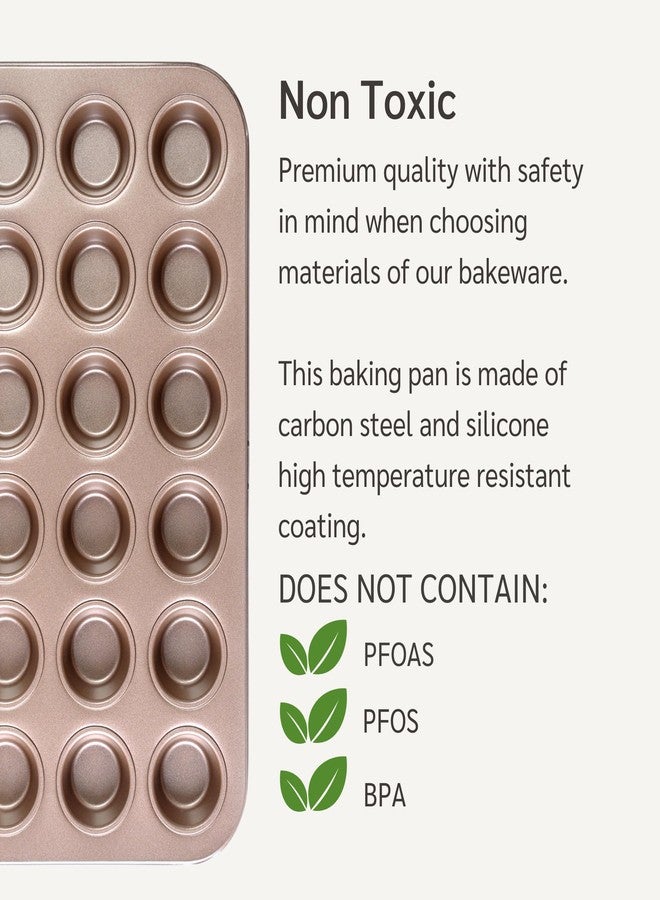 HAPPIELS Non Toxic Nonstick 24 Cup Mini Muffin Pan | PFOA BPA free Nontoxic Mini Cupcake Tin | Best Non Stick Muffin Pans | Carbon Steel Small Muffin tins | Cupcakes Bakeware Mold - Image 4