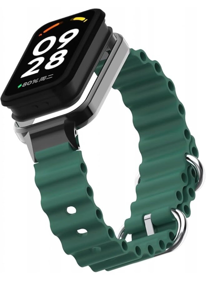 Ocean Strap Compatible with Xiaomi Redmi Band 2 / Smart Band 8 Active, Adjustable Silicone Sport Band with Durable Metal Buckle and Protective Frame for Men and Women - Image 4