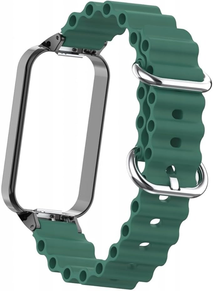 Ocean Strap Compatible with Xiaomi Redmi Band 2 / Smart Band 8 Active, Adjustable Silicone Sport Band with Durable Metal Buckle and Protective Frame for Men and Women - Image 2