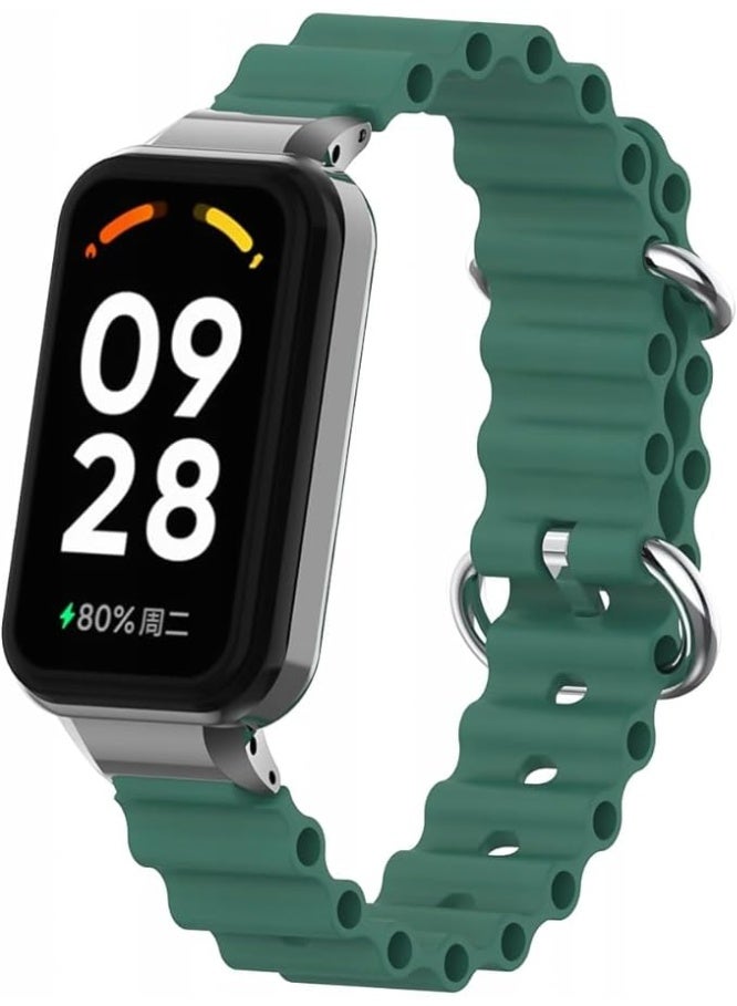 Ocean Strap Compatible with Xiaomi Redmi Band 2 / Smart Band 8 Active, Adjustable Silicone Sport Band with Durable Metal Buckle and Protective Frame for Men and Women - Image 1