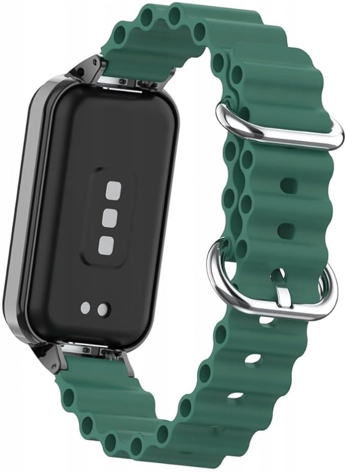 Ocean Strap Compatible with Xiaomi Redmi Band 2 / Smart Band 8 Active, Adjustable Silicone Sport Band with Durable Metal Buckle and Protective Frame for Men and Women - Image 5