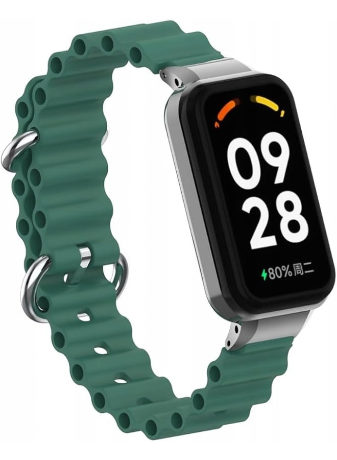 Ocean Strap Compatible with Xiaomi Redmi Band 2 / Smart Band 8 Active, Adjustable Silicone Sport Band with Durable Metal Buckle and Protective Frame for Men and Women - Image 3