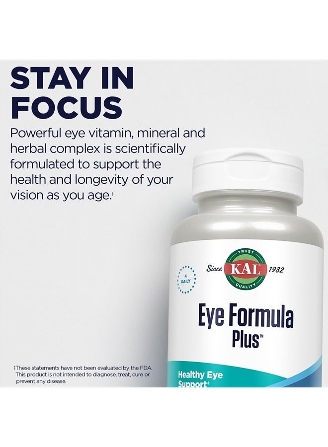 KAL Eye Formula Plus, Eye Care and Vision Supplements for Adults, with Eye Vitamins Lutein and Zeaxanthin, Plus Bilberry Extract, Goji and Blueberry Extract, 60-Day Guarantee, 15 Servings, 60 Tablets  - Image 5