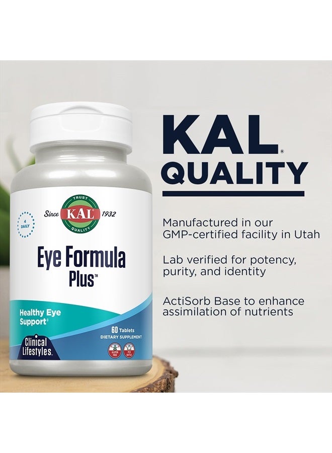 KAL Eye Formula Plus, Eye Care and Vision Supplements for Adults, with Eye Vitamins Lutein and Zeaxanthin, Plus Bilberry Extract, Goji and Blueberry Extract, 60-Day Guarantee, 15 Servings, 60 Tablets  - Image 4