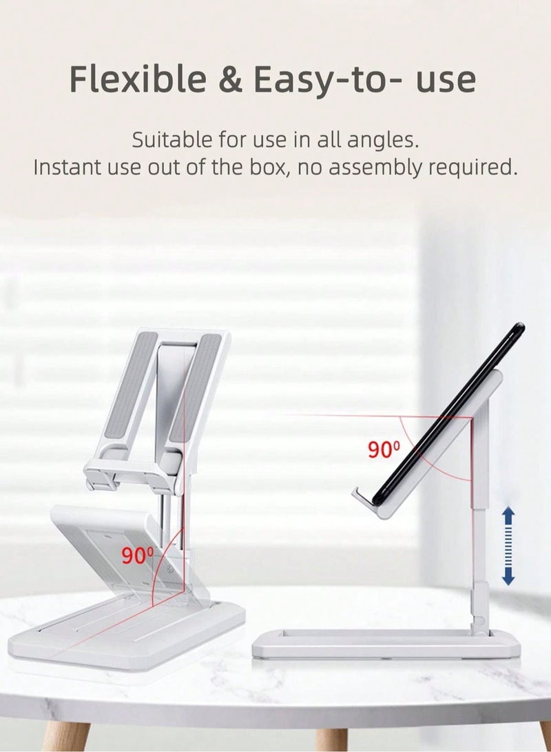 Digipace Mobile Phone Stand,Desktop Adjustable Mobile Phone Stand Bracket, Multi-Angle Support Portable Bracket Universal Foldable Stand for Pad Tablet Smart Phone (White)  - Image 3
