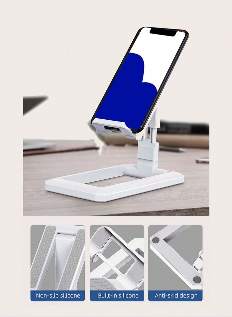 Digipace Mobile Phone Stand,Desktop Adjustable Mobile Phone Stand Bracket, Multi-Angle Support Portable Bracket Universal Foldable Stand for Pad Tablet Smart Phone (White)  - Image 5