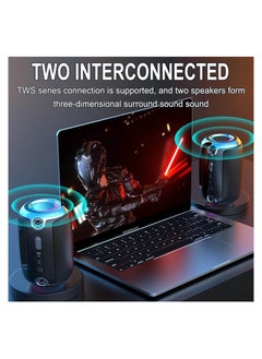 Excefore Bluetooth Speakers, Portable Wireless Speaker with Stereo Sound, 12 Hours of Playtime, Portable Speaker for Party Beach Camping, Subwoofer Surround Sound HiFi Party Speaker/2330 (Black)  - Image 2