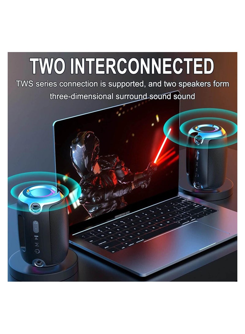 Excefore Bluetooth Speakers, Portable Wireless Speaker with Stereo Sound, 12 Hours of Playtime, Portable Speaker for Party Beach Camping, Subwoofer Surround Sound HiFi Party Speaker/2330 (Black)  - Image 2