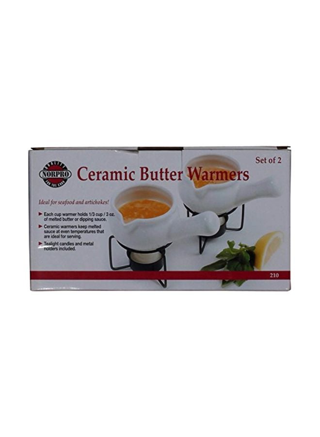 Norpro 210 Ceramic Butter Warmers, Set of 2, 1/3 cup/3 oz., White - Image 2