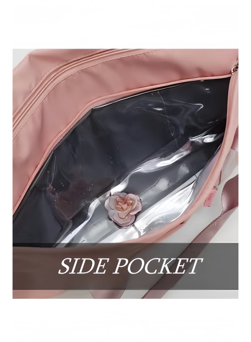 HALAMODO Women's Sports Duffel Bag Overnight Weekender Travel Bag with Wet Pocket Large Side Shoe Compartment Easy-access Front Pocket Interior Pocket and Adjustable Shoulder Strap Ideal as Gym Bag Yoga Bag - Image 2