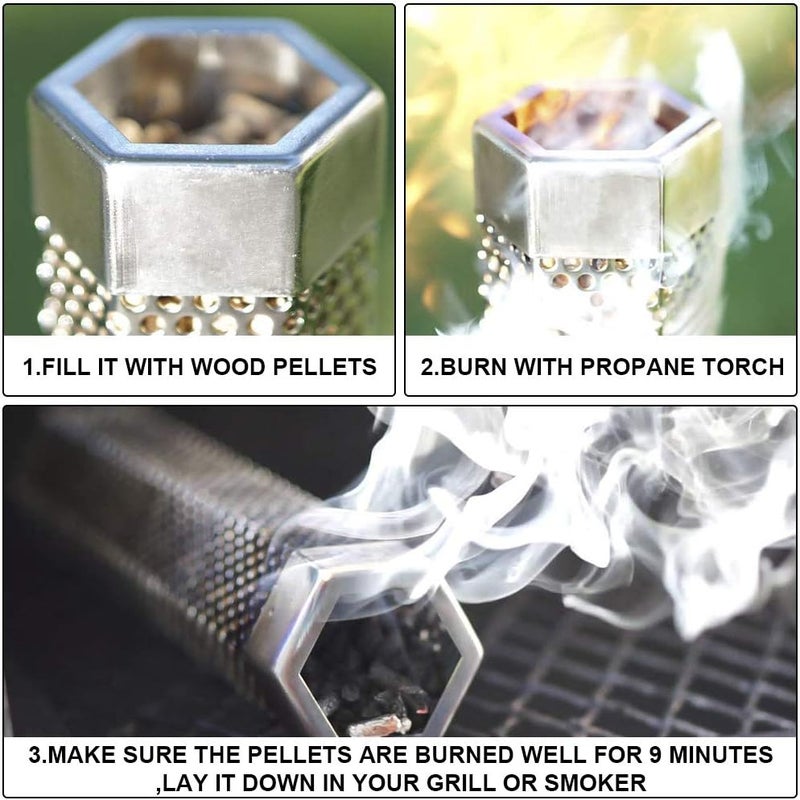 BEWAVE Pellet Smoker Tube for All Grill Electric Gas Charcoal or Smokers Hot/Cold Smoking, Free Tube Brush, 6&12 Inch - Image 4