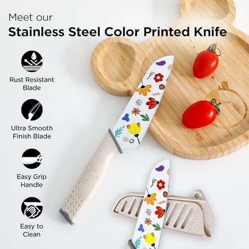 UMAI Sharp Knife for Kitchen (7 Inch) Chef Knife | Chaku Knife | Printed Knife| Nife | Chopping Knife | Steel Kitchen Knife with Cover | Chopper Knife for Kitchen (Golden) (White) - Image 3