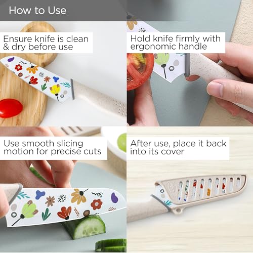 UMAI Sharp Knife for Kitchen (7 Inch) Chef Knife | Chaku Knife | Printed Knife| Nife | Chopping Knife | Steel Kitchen Knife with Cover | Chopper Knife for Kitchen (Golden) (White) - Image 5