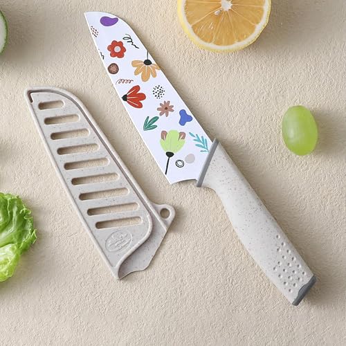 UMAI Sharp Knife for Kitchen (7 Inch) Chef Knife | Chaku Knife | Printed Knife| Nife | Chopping Knife | Steel Kitchen Knife with Cover | Chopper Knife for Kitchen (Golden) (White) - Image 1