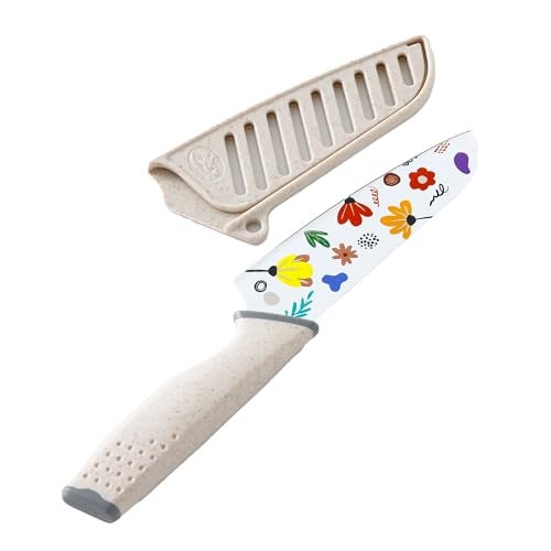 UMAI Sharp Knife for Kitchen (7 Inch) Chef Knife | Chaku Knife | Printed Knife| Nife | Chopping Knife | Steel Kitchen Knife with Cover | Chopper Knife for Kitchen (Golden) (White) - Image 2