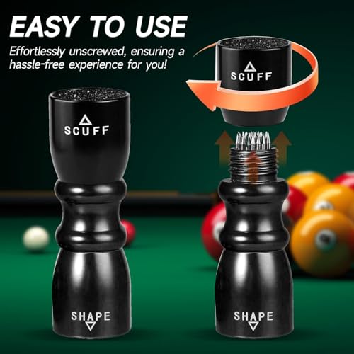 Vastarsky 3-in-1 Cue Tip Tool, Professional Pool Cue Tip Shaper, Billiard Pool Cue Accessories Tool, Scuffer, Shaper, Aerator (Black) - Image 5